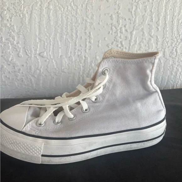 Converse Women's White High-Top Sneakers platform - Picture 3 of 4
